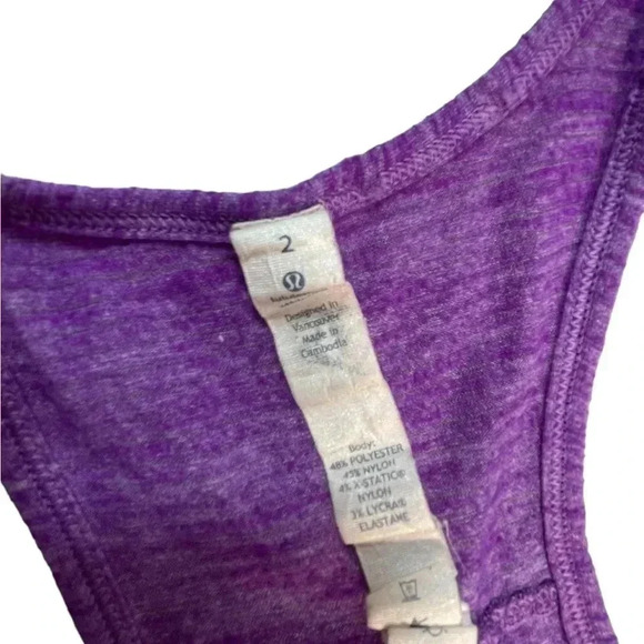 Lululemon Purple Split Back Tank Top Size 2 - Picture 4 of 8